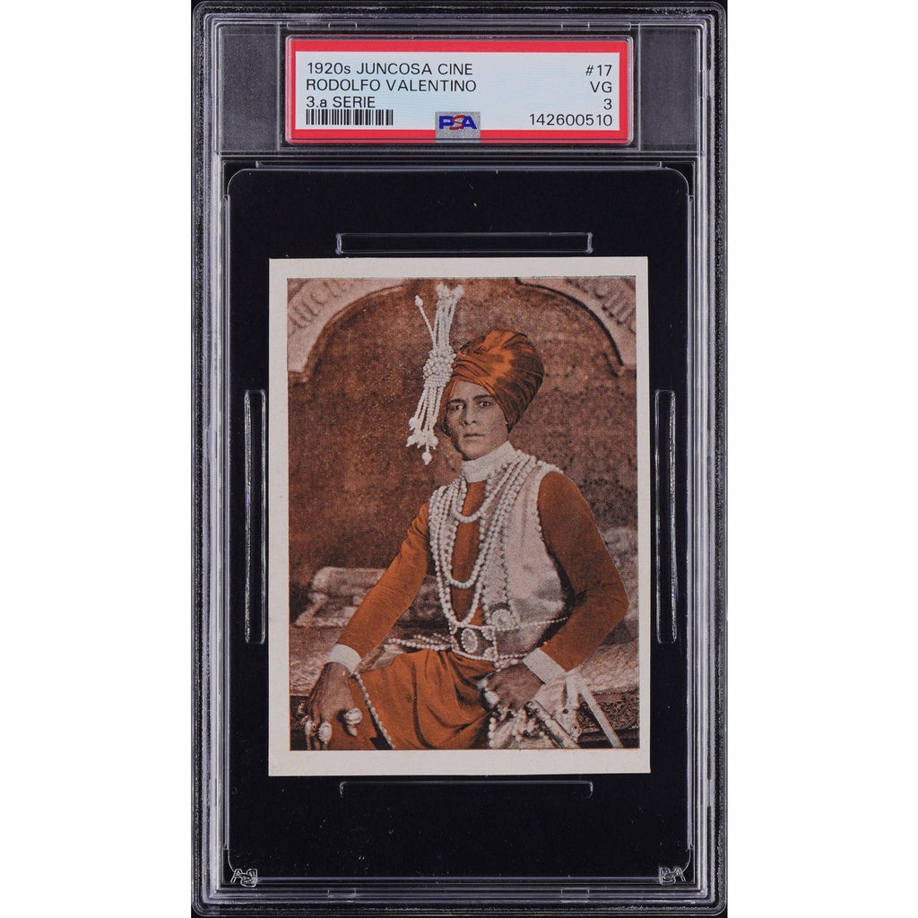 ONLY 1 GRADED 1920s Juncosa Rudolph Valentino Spanish Chocolate Card PSA 3, The Sheik, Blood and Sand, Sainted Devil, Young Rajah, Cobra
