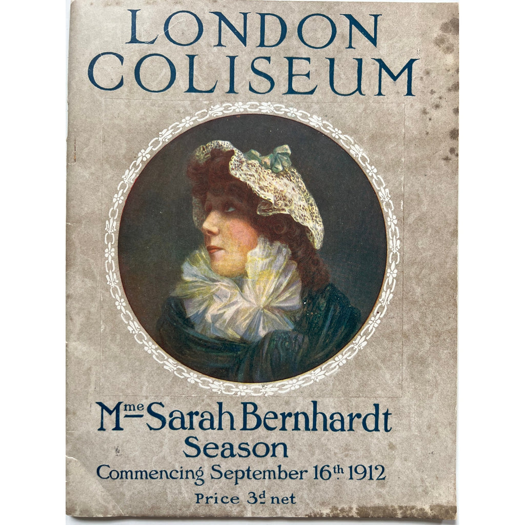 RARE 1912 London Coliseum Program Sarah Bernhardt French Actress Hamlet, Theater, Mothers of France, Jeanne Dore