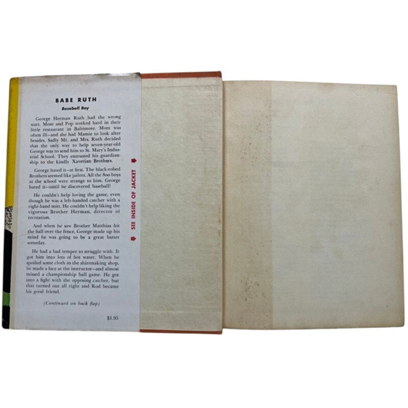 1954 Babe Ruth Baseball Boy Book Guernsey Van Ripper Jr. Bambino Sultan of Swat, New York Yankees