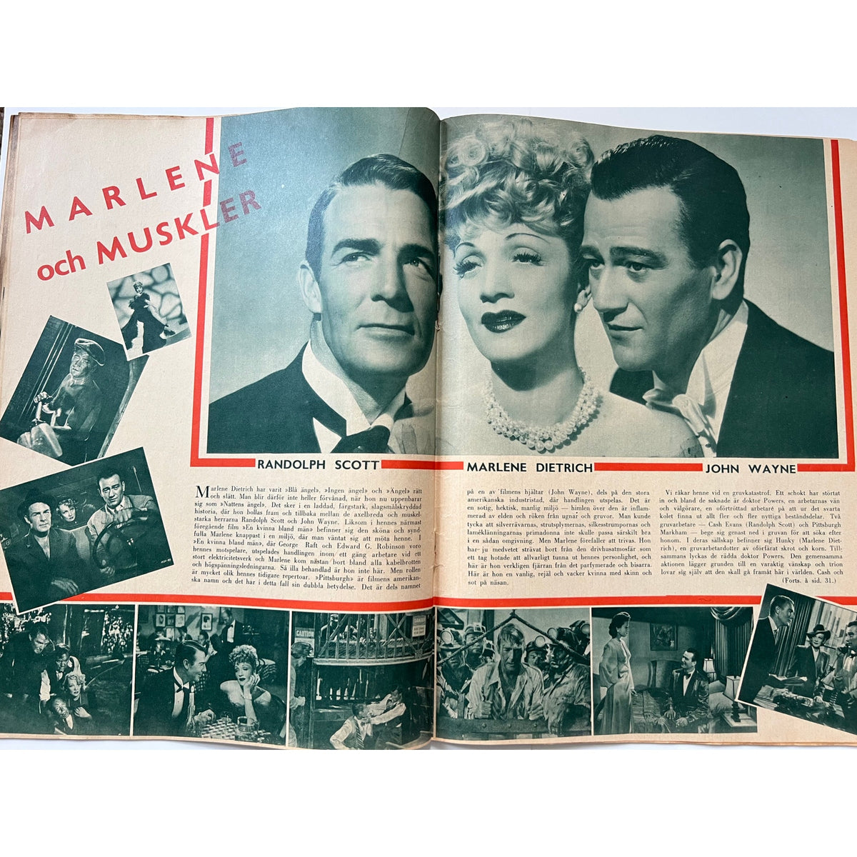 RARE Swedish 1943 Marlene Dietrich Magazine Hollywood, Blue Angel, Venus Blonde, Around the World in 80 Days, Kismet