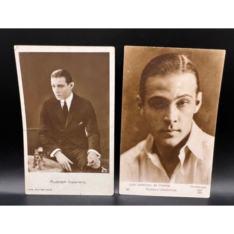 2 Unused 1920s Rudolph Valentino Post Cards The Sheik, Blood and Sand, The Eagle, Four Horsemen of the Apocalypse