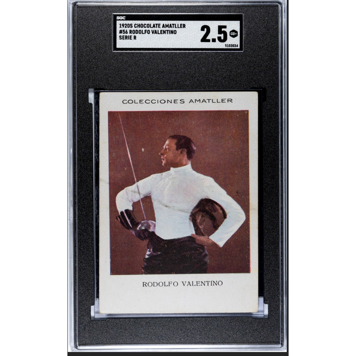 ONLY 1 GRADED 1920s Rudolph Valentino Spanish Chocolate Card SGC 2.5 Fencing, Sheik, Blood and Sand, A Sainted Devil, The Young Rajah