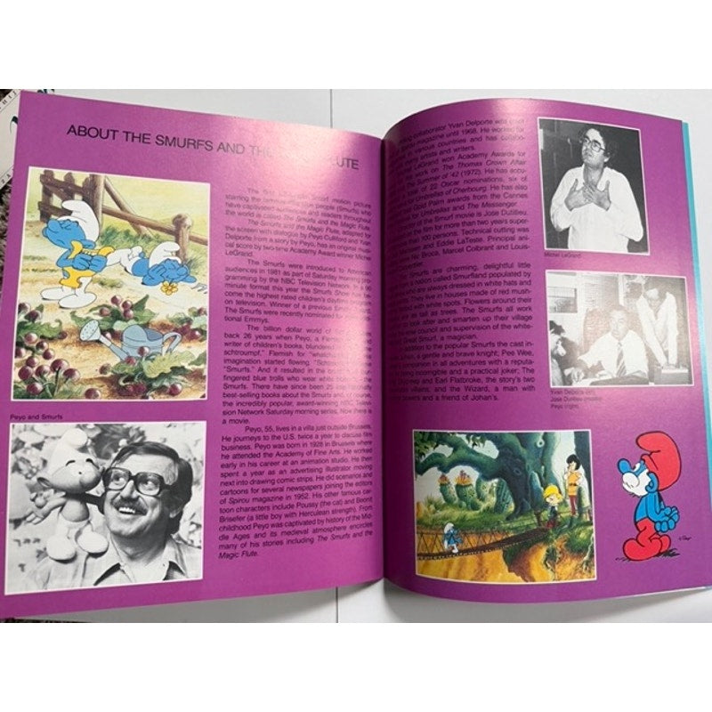 1983 The Smurf and the Magic Flute Movie Program Papa Smurf, Smurfette Animated