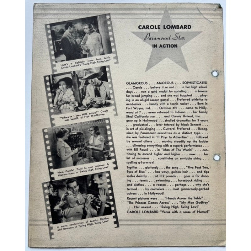 1937 Carole Lombard 3 Stars in Action Nelson Eddy, Madeleine Carroll Hollywood, My Man Godfrey, Paramount, MGM, United Artists