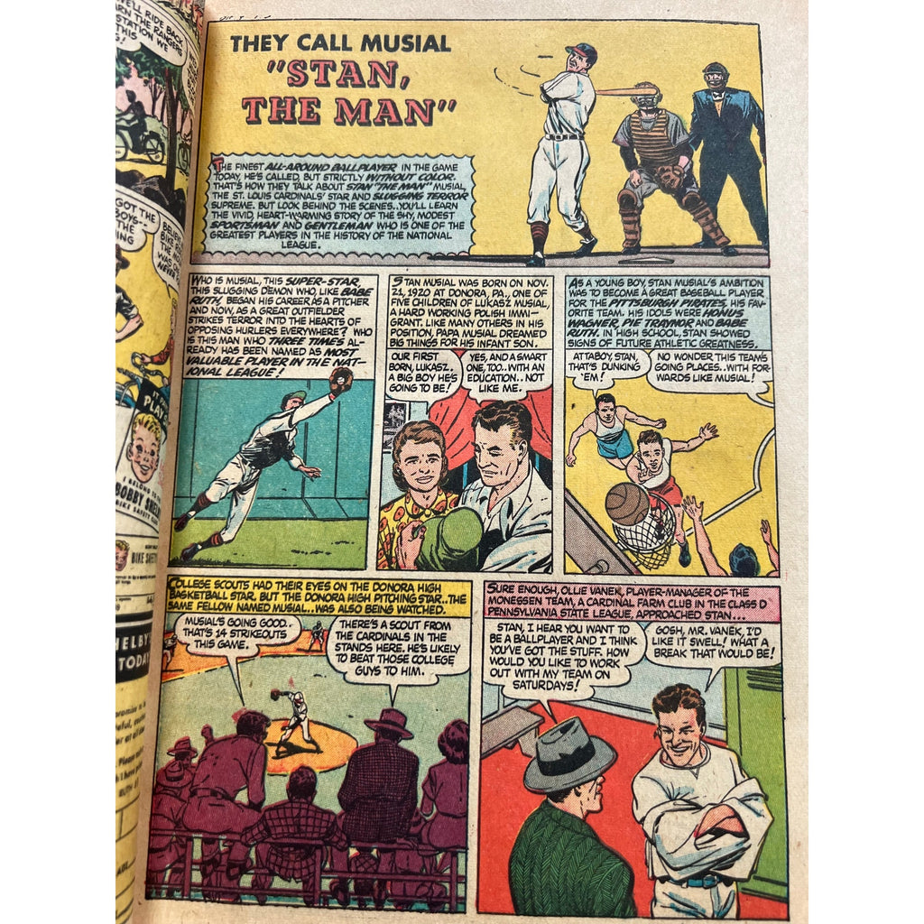 Rare 1950 Babe Ruth Sports Stan Musial Comic St Louis Cardinals New York Yankees, Baseball, MLB, Babe Ruth, Casey Stengel