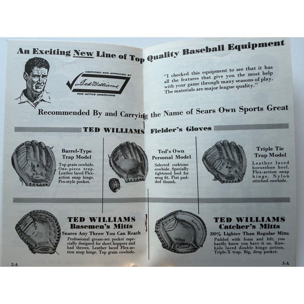 Scarce 1960's Ted Williams Sears Booklet Boston Red Sox Baseball Teddy Ballgame, Splendid Splinter, The Kid, BoSox, Hall of Fame