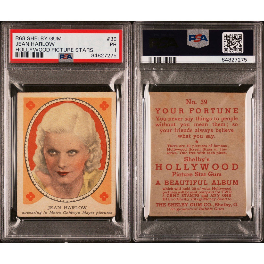 RARE 1937 R68 Shelby Gum Jean Harlow PSA Platinum Blonde, Dinner at Eight, Saratoga, Public Enemy, Hold That Man