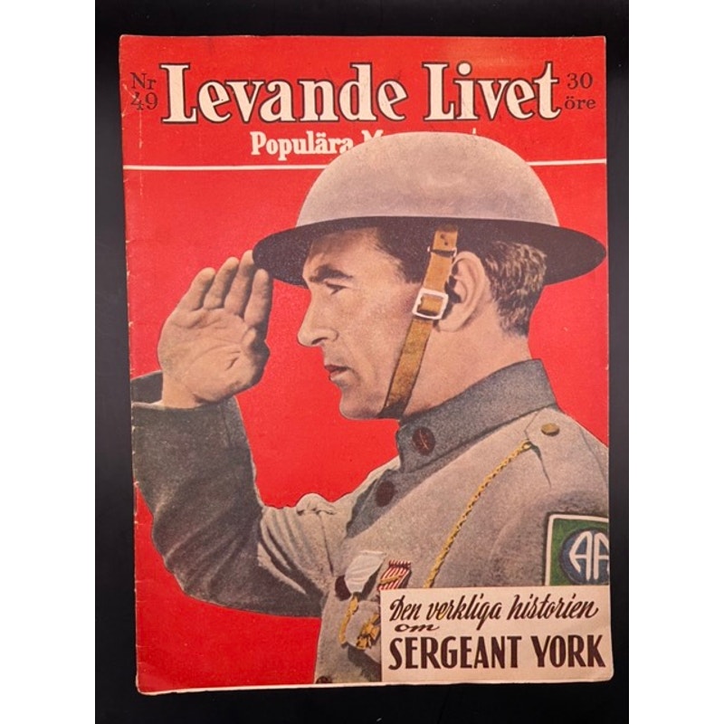 RARE Swedish 1942 Gary Cooper Magazine Levande Livet Sergeant York, Pride of the Yankees, High Noon, The Texan, Alice in Wonderland