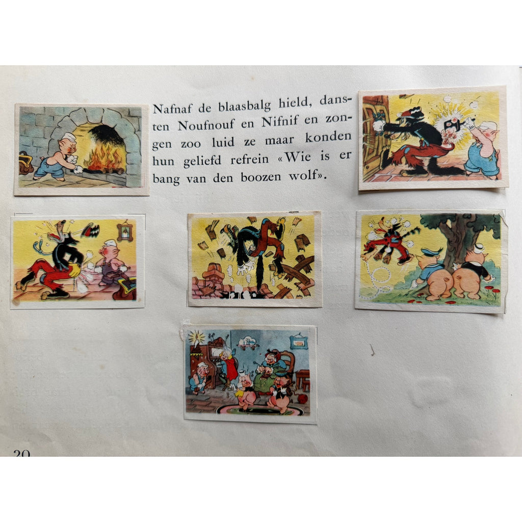 Complete 1930s De Beukelaer Disney Card Album Three Little Pigs & The Big Bad Wolf, Little Red Riding Hood, 100 Cards, Silly Symphony