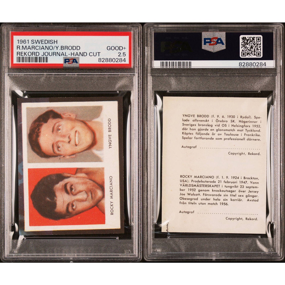1961 Swedish Rekord Journal Rocky Marciano Card Brockton Blockbuster Undergraded, Undefeated Champ, Boxing, World Champion