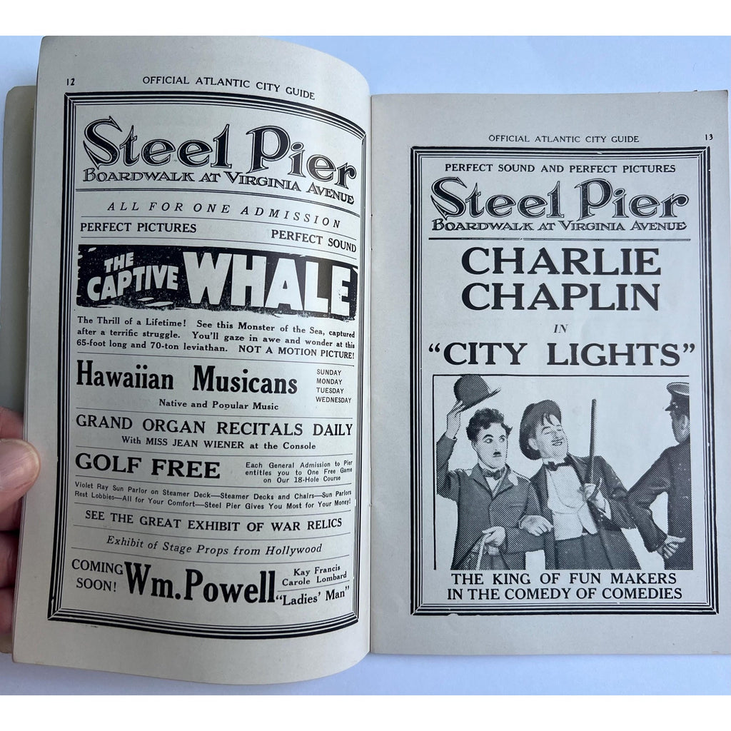 Original 1931 Atlantic City Souvenir Book Charlie Chaplin City Lights Charles Chaplin Little Tramp John Gilbert Barbara Stanwyck Clara Bow