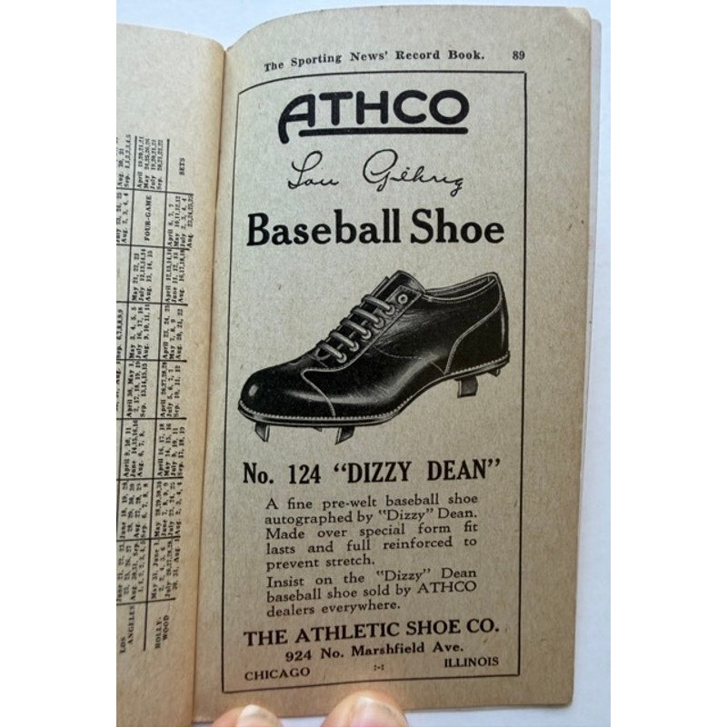 1935 Sporting News Record Book Dizzy Dean Lou Gehrig St. Louis Cardinals, New York Yankees, Iron Horse