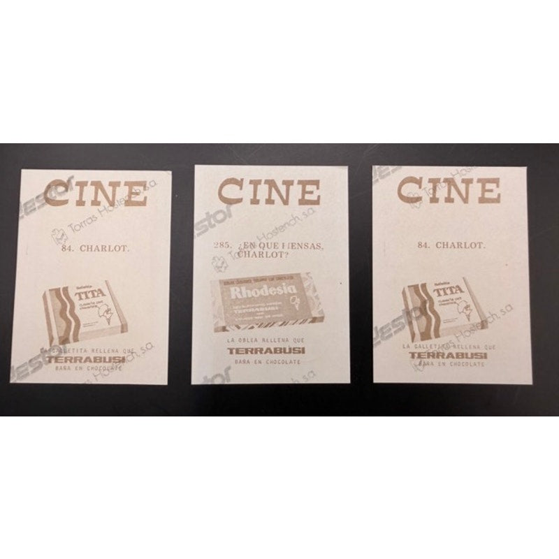 3  - 1970's Terrabusi Cine Charlie Chaplin Card Stickers The Kid Charles Chaplin, City Lights, Modern Times, Pay Day, A Dogs Life The Circus