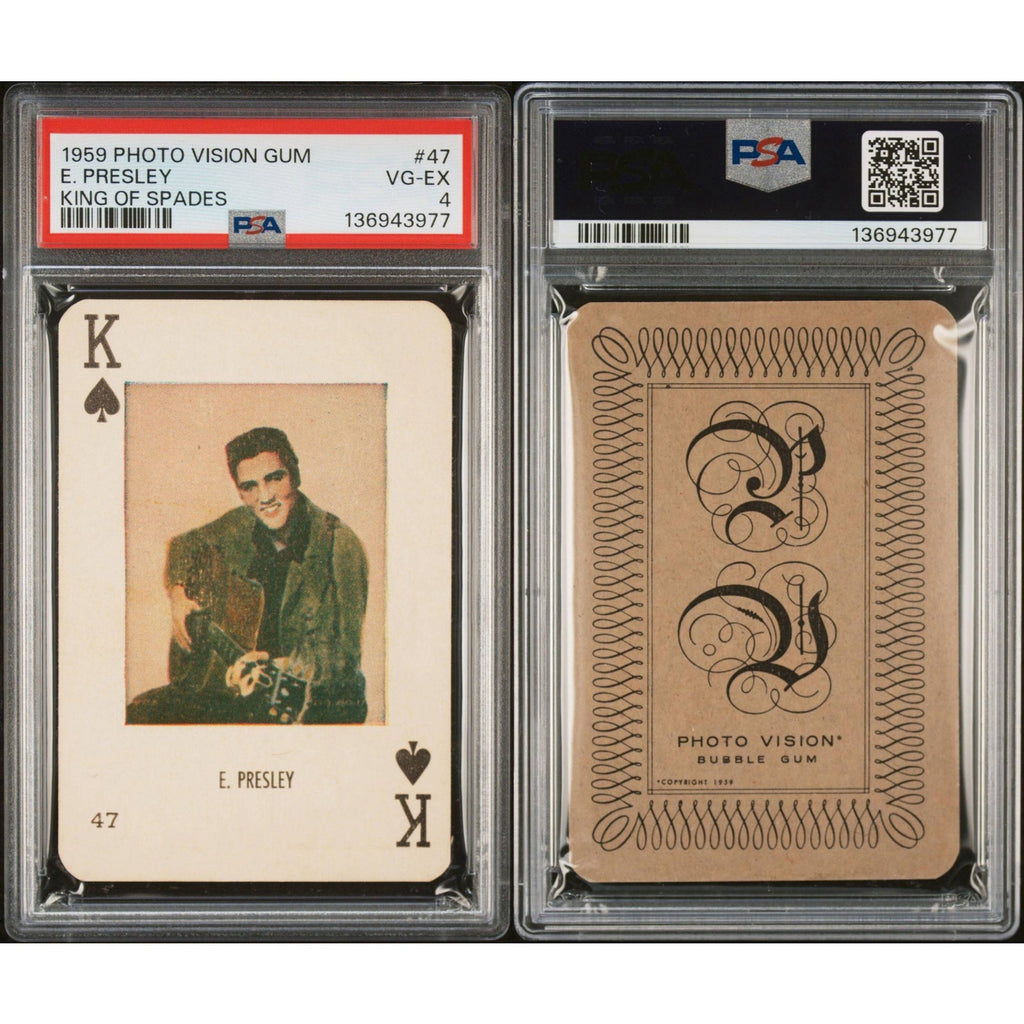 VERY RARE 1959 Photo Vision Gum Elvis Presley PSA 4 King of Spades Elvis Card, Jailhouse Rock, King Creole, Hound Dog, Graceland, TCB