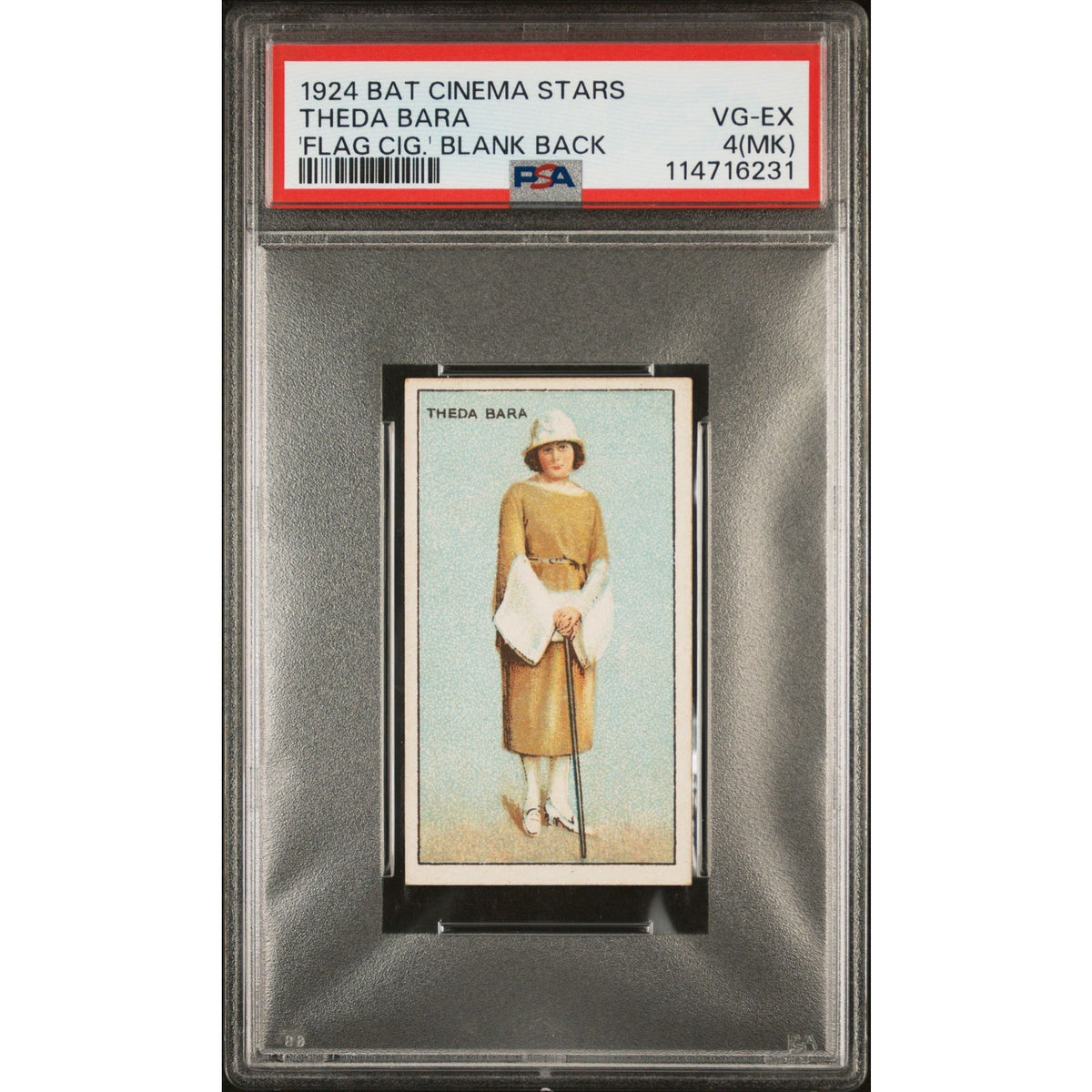 Rare 1924 BAT Cinema Stars Theda Bara Tobacco Card PSA 4MK Salome Cleopatra Vamp Silent Movie Star