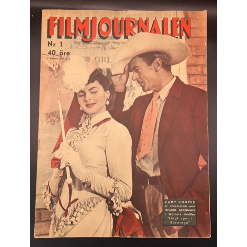 RARE 1945 Ingrid Bergman Gary Cooper Magazine Film Journalen Saratoga Trunk, Pride of the Yankees, High Noon, Casablanca, Hollywood