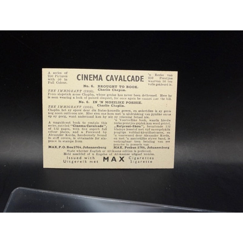 Cinema Cavalcade Charlie Chaplin Card The Immigrant Charles Chaplin City Lights, Gold Rush, Great Dictator, Monsieur Verdoux, Limelight