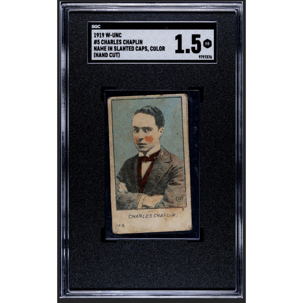 1919 W-UNC Charlie Chaplin Strip Card SGC 1.5, Charles Chaplin, Slanted Caps, ONLY 2 Graded, The Kid, Gold Rush, Great Dictator