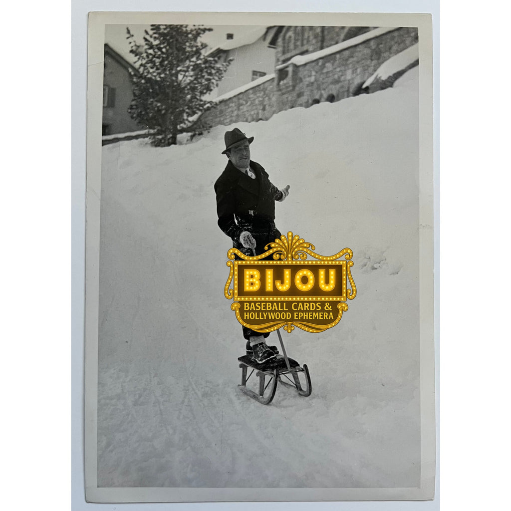 RARE Original Candid 20s - 30s Douglas Fairbanks Photo Sledding, Theif of Bagdad, Robin Hood, Three Musketeers, Zorro, Hollywood