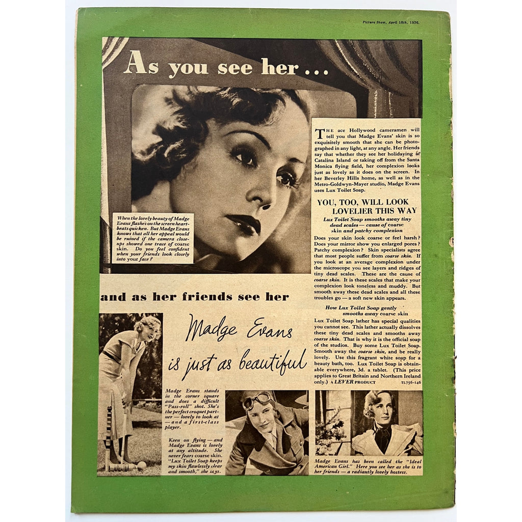RARE UK Picture Show 1936 Spencer Tracy Jean Harlow Magazine, Riff Raff, Hollywood, Dinner at Eight, Public Enemy, Saratoga, Red Dust
