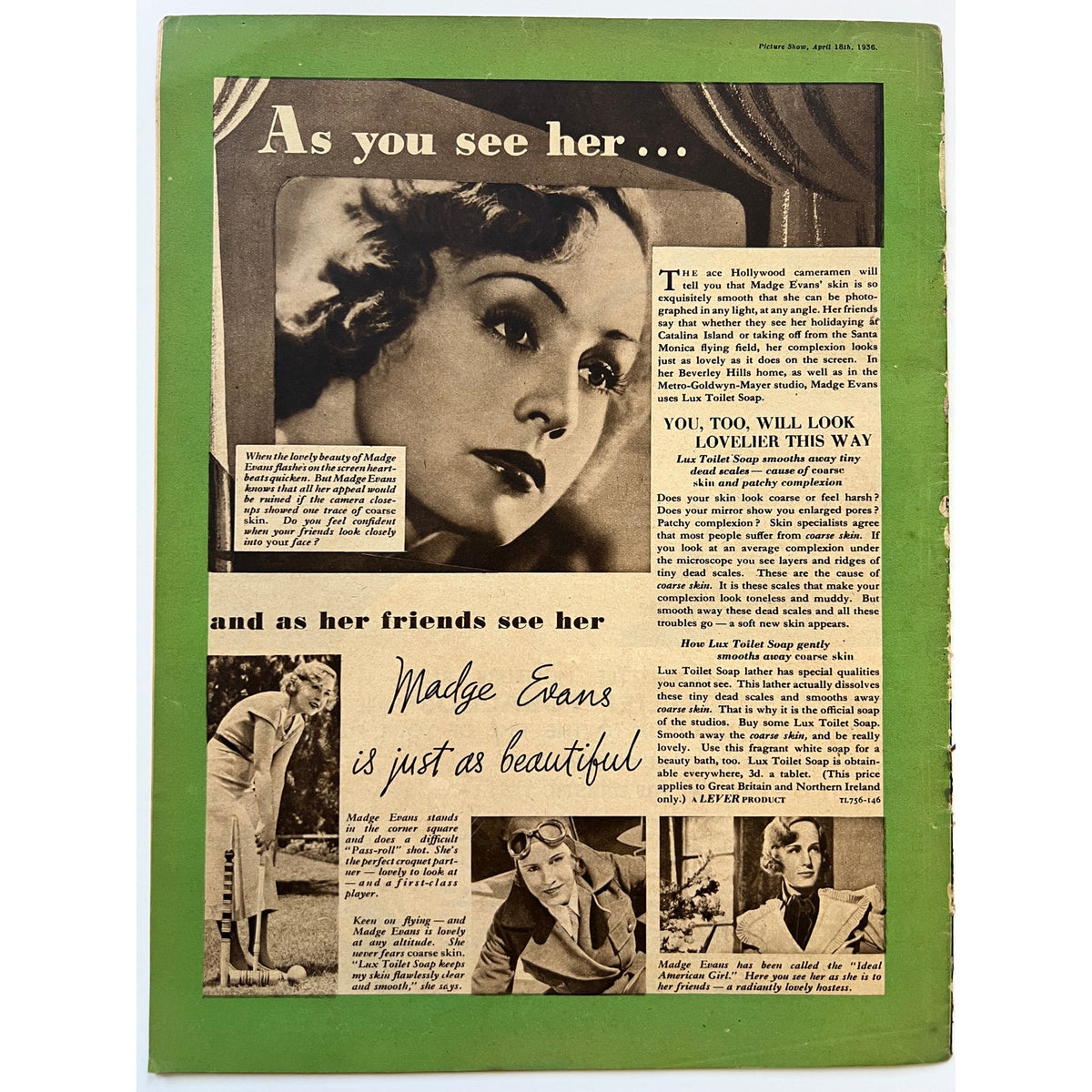 RARE UK Picture Show 1936 Spencer Tracy Jean Harlow Magazine, Riff Raff, Hollywood, Dinner at Eight, Public Enemy, Saratoga, Red Dust