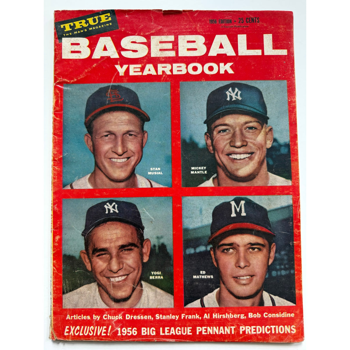1956 Mickey Mantle Magazine New York Yankees, Stan Musial Yogi Berra, MLB Read, St. Louis Cardinals, Milwaukee Braves, Baseball