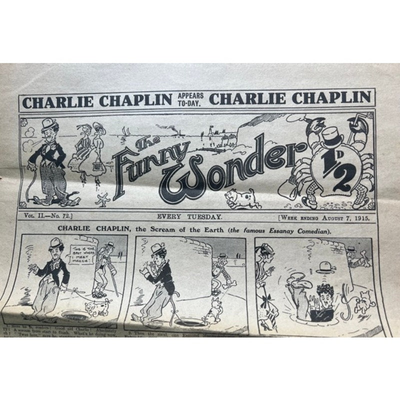 1915 Australian Charlie Chaplin Comics Newspaper Charles Chaplin Funny Wonder, Scream of the Earth, Essanay, The Kid, Gold Rush, City Lights