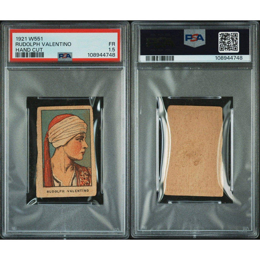 1921 W551 Rudolph Valentino Strip Card PSA 1.5 Sheik Blood and Sand Cobra Eagle Hollywoodland Silent Movie Silent Star Rudy