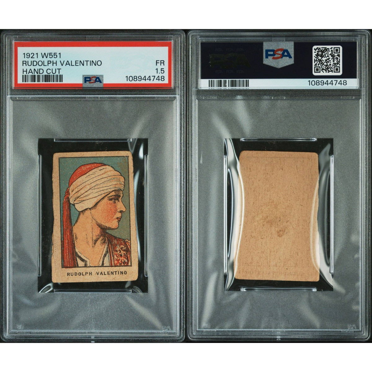 1921 W551 Rudolph Valentino Strip Card PSA 1.5 Sheik Blood and Sand Cobra Eagle Hollywoodland Silent Movie Silent Star Rudy