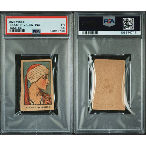 1921 W551 Rudolph Valentino Strip Card PSA 1.5 Sheik Blood and Sand Cobra Eagle Hollywoodland Silent Movie Silent Star Rudy
