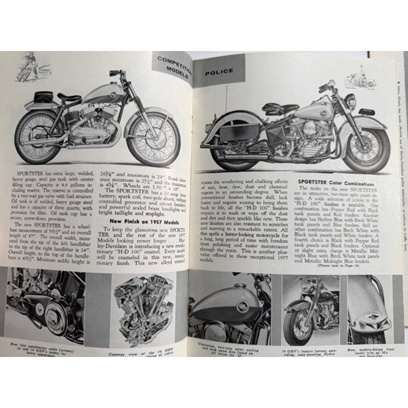 3 Rare 1956 The Enthusiast Motorcycle Magazines Aug-Oct Harley Davidson Cycles