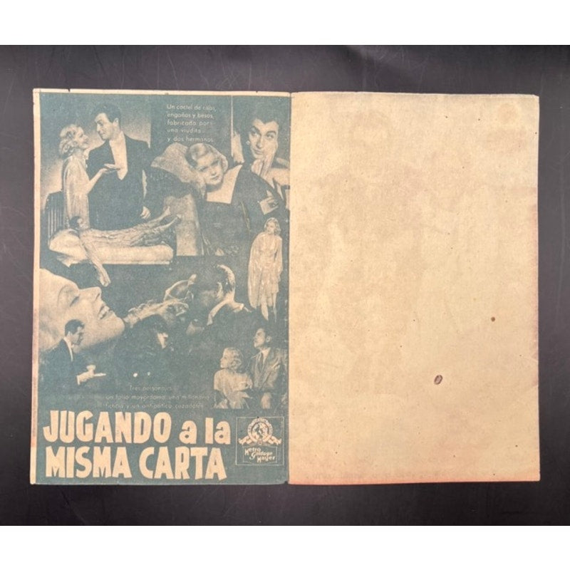 RARE 1937 Mexican Jean Harlow Movie Herald Personal Property Robert Taylor, Platinum Blonde, Dinner at Eight, Saratoga, Public Enemy