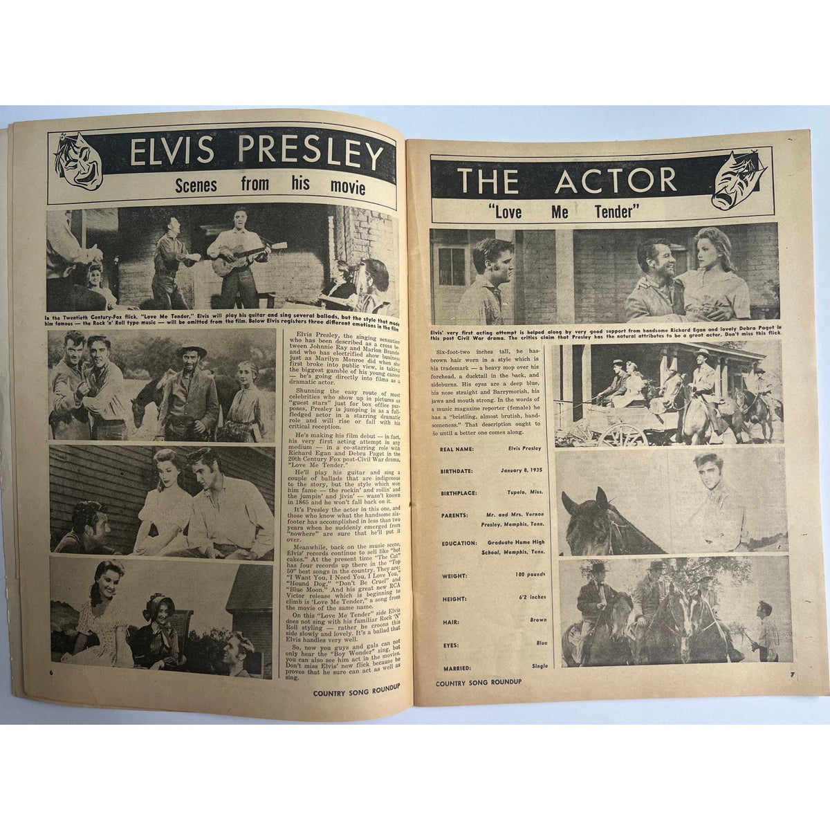 Rare, Original Feb 1957 Country Song Roundup Magazine with Elvis Presley Cover, TCB, The King, Rock n Roll, Graceland, Hound Dog, Rockabilly