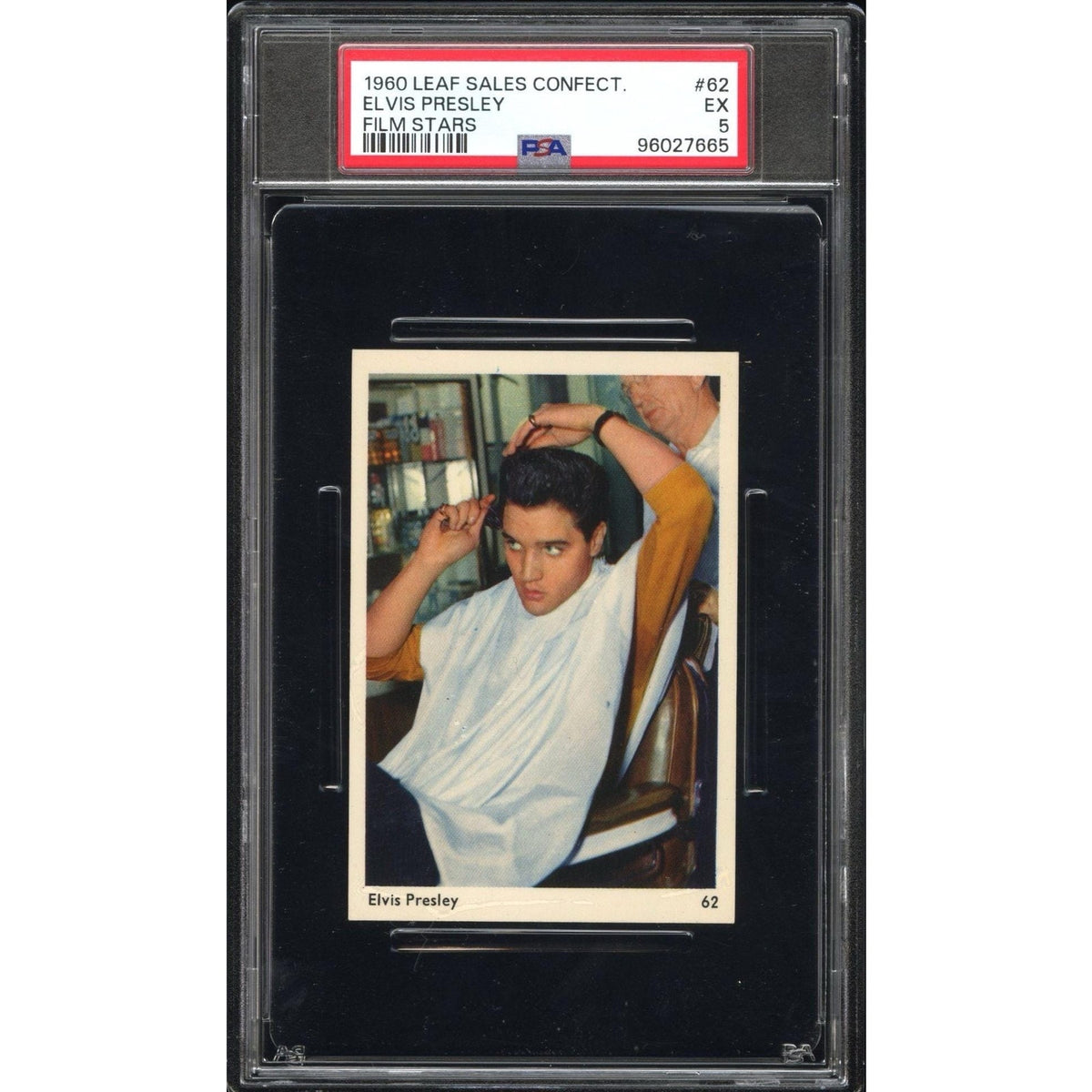 1960 Leaf Sales Confect. Elvis Presley PSA 5 Film Stars 62 King of Rock N Roll EP TCB Graded Elvis Card Army Jailhouse Rock