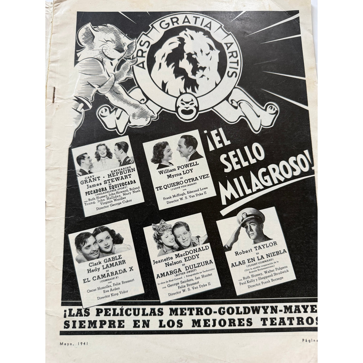 RARE 1941 Spanish James Cagney Magazine Yankee Doodle Dandy, Public Enemy, G-Men, White Heat, Cine Mundial, Hollywood