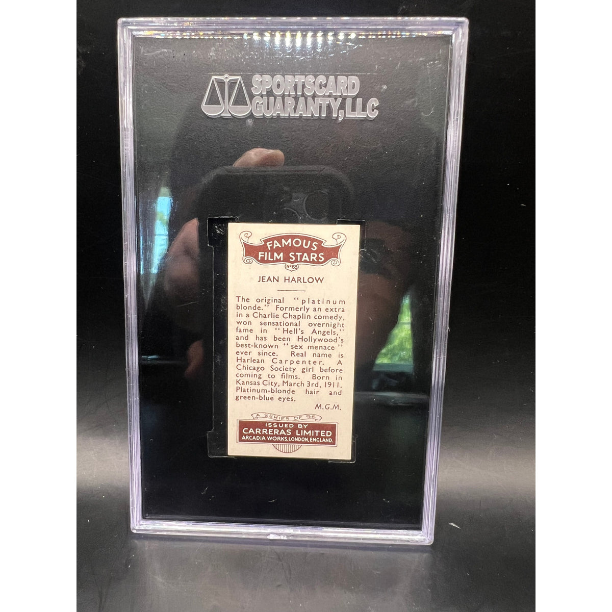 RARE 1935 Carreras Jean Harlow SGC 5, Only 4 Graded! Platinum Blonde, Red Dust, Public Enemy, Riff Raff, Dinner at Eight, Saratoga
