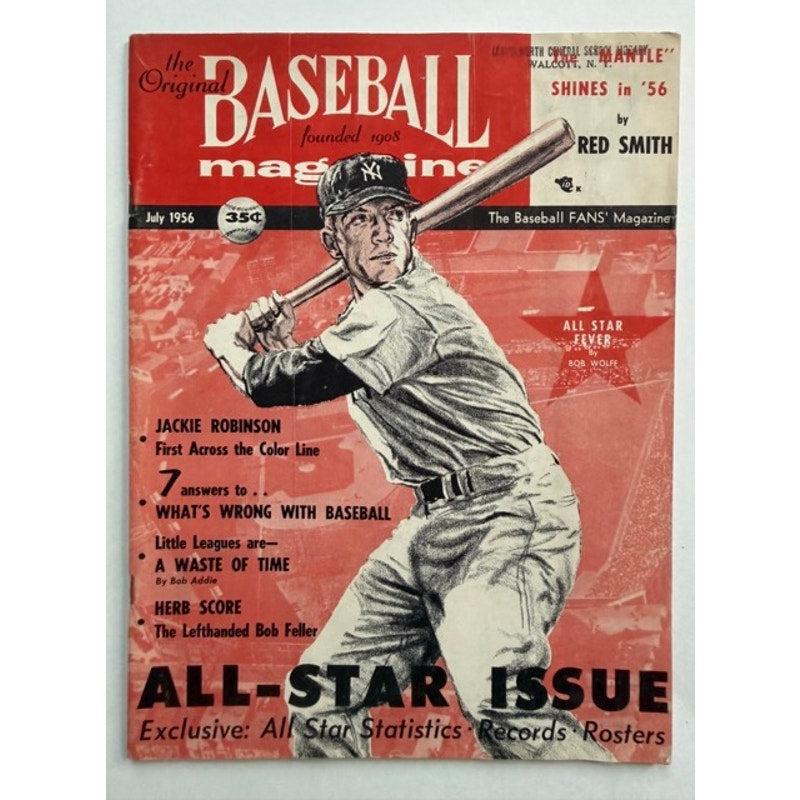 RARE Baseball 1956 Mickey Mantle Magazine New York Yankees Jackie Robinson HOF