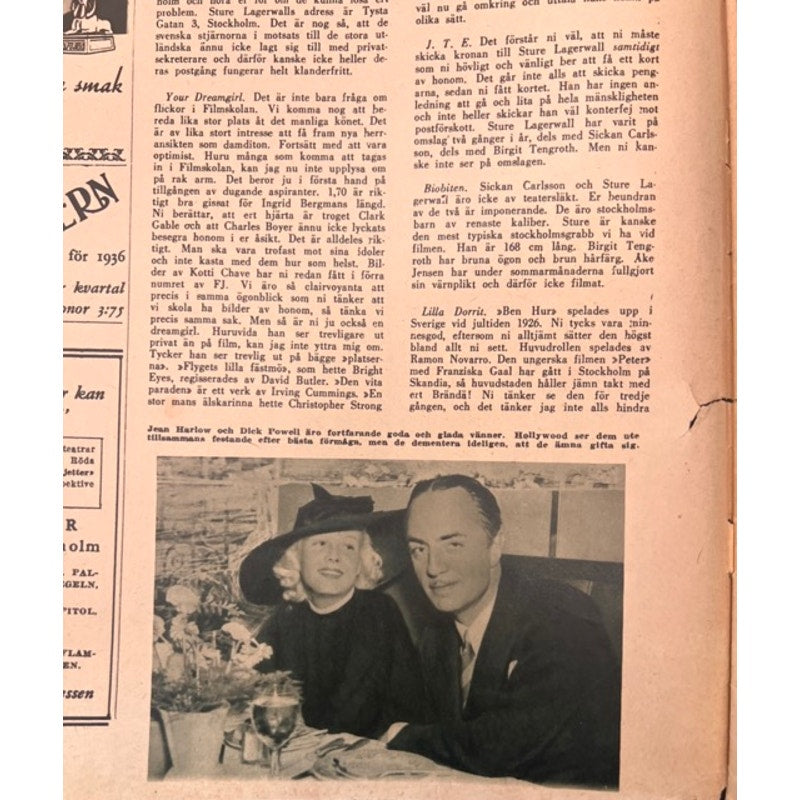 RARE 1935 Swedish Ginger Rogers Fred Astaire Magazine Hollywood Astaire Rogers