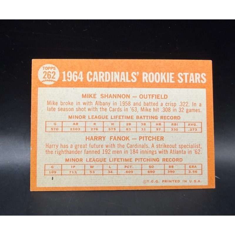 1964 Topps Mike Shannon Rookie Card RC St. Louis Cardinals Baseball Card MLB, World Series Champion, Cardinals Broadcaster