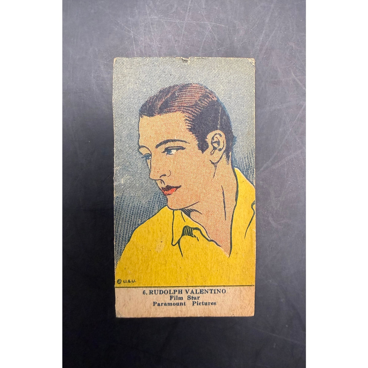 Rare 1920s W538 Rudolph Valentino Strip Card Hollywood, The Sheik Blood and Sand, The Four Horsemen of the Apocalypse, Beyond the Rocks