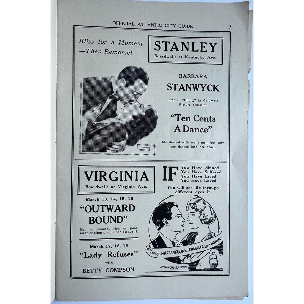 Original 1931 Atlantic City Souvenir Book Charlie Chaplin City Lights Charles Chaplin Little Tramp John Gilbert Barbara Stanwyck Clara Bow