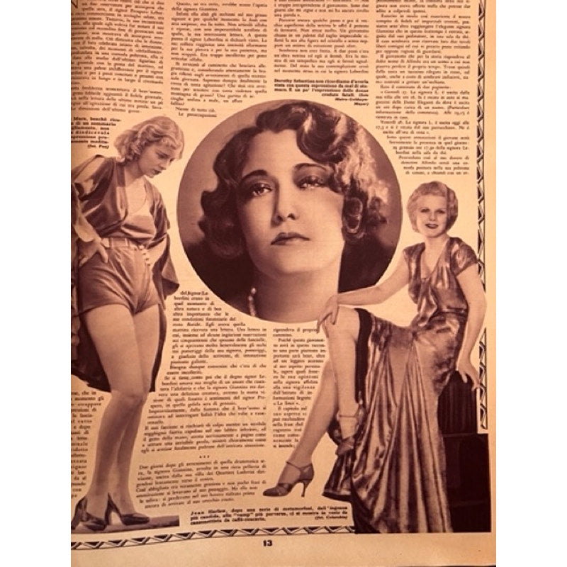 RARE Italian 1932 Jean Harlow Magazine Gary Cooper, Dinner at Eight, Saratoga, Hollywood, Public Enemy, Hold Your Man, Platinum Blonde