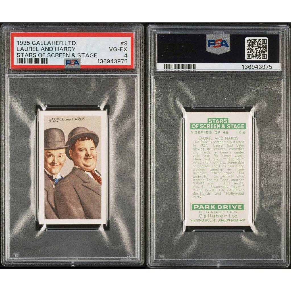 1935 Gallaher LTD Laurel and Hardy PSA 4 Hollywood Music Box, Babes in Toyland, Way Out West, Fine Mess, Stan Laurel, Oliver Hardy