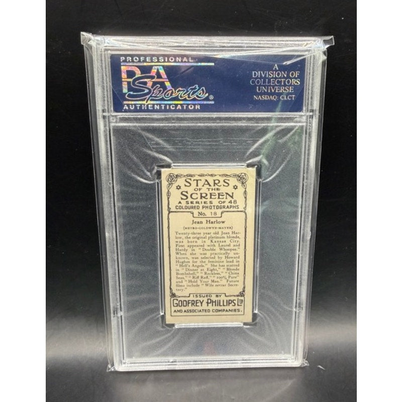 1936 Godfrey Phillips Jean Harlow PSA 8, High Grade Platinum Blonde Hollywood, Dinner at Eight, Saratoga, Red Dust, Public Enemy, Riff Raff
