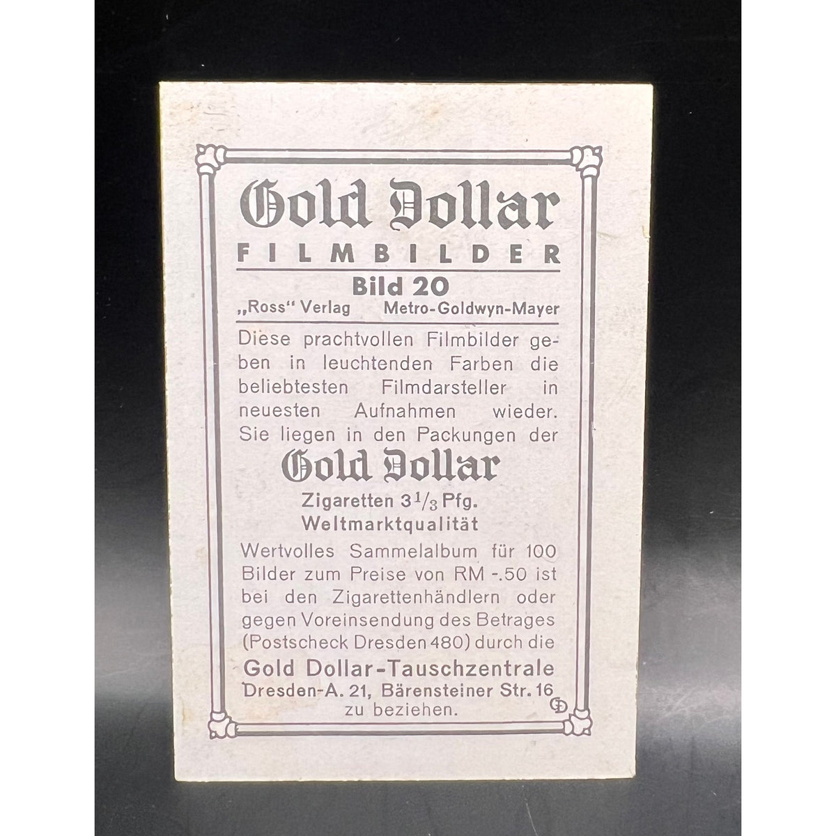 RARE German 1935 Gold Dollar Filmbilder Greta Garbo Card Ninotchka, Grand Hotel, Hollywood, Flesh and the Devil, Anna Christie