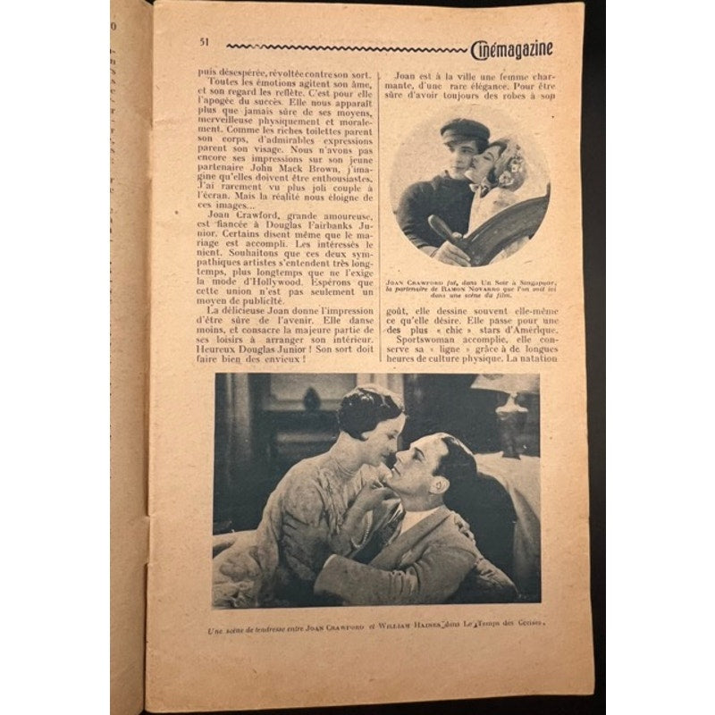 RARE 1929 French Joan Crawford Magazine Cinemagazine Grand Hotel, Mary Pickford, Mildred Pierce, Baby Jane, Hollywood
