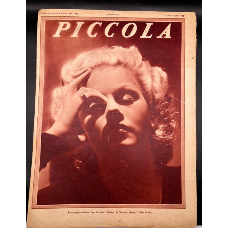 Gorgeous Italian 1935 Jean Harlow Magazine Oversized, Hollywood, Platinum Blonde, Saratoga, Dinner at Eight, Wife vs. Secretary