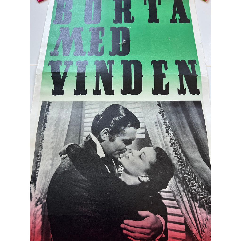 RARE 1975 Swedish Gone with the Wind Movie Poster Clark Gable, Vivien Leigh, Civil War, DeHavilland, Hattie McDaniel