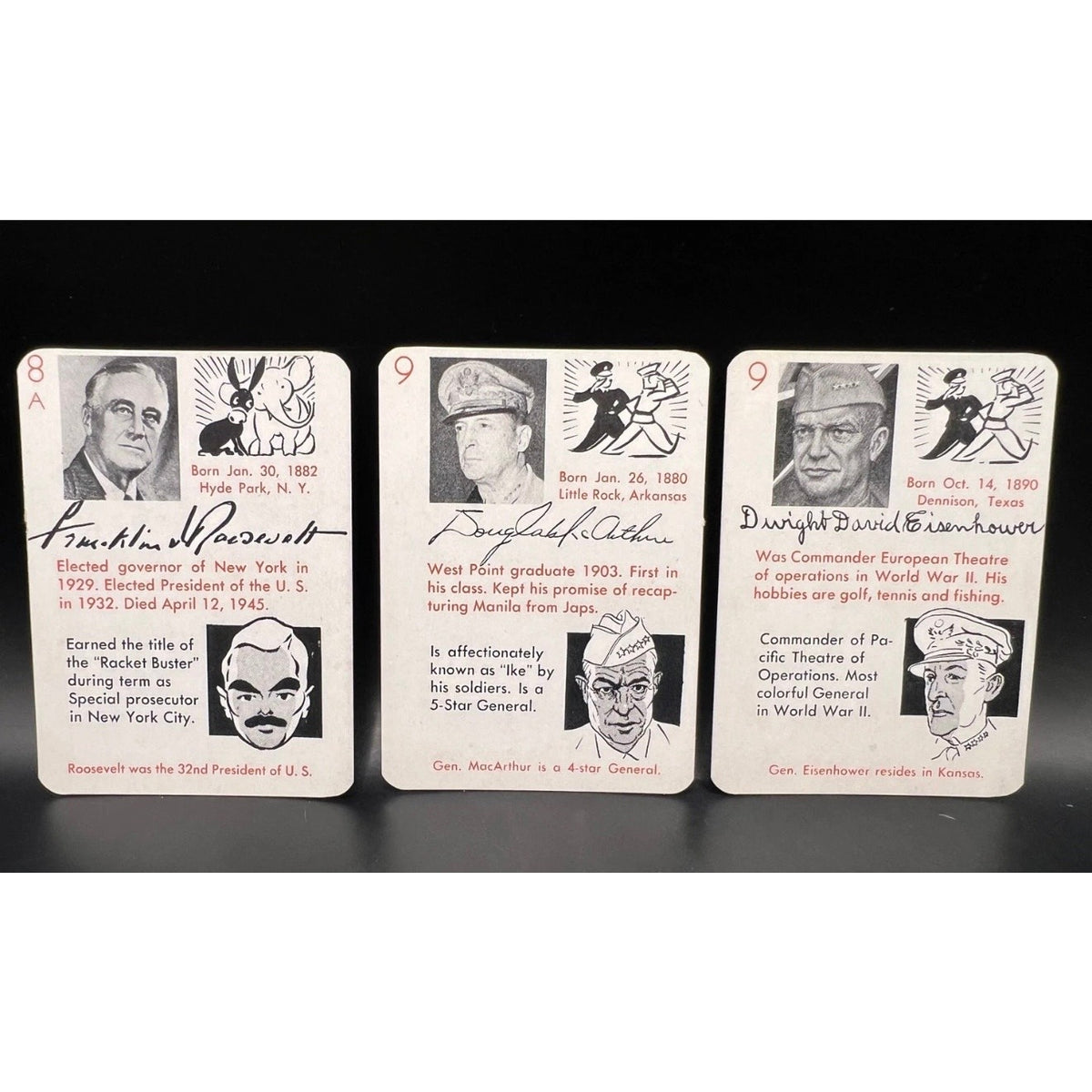 RARE 1945 Leister Autograph Game Eisenhower, McArthur, Franklin Roosevelt FDR
