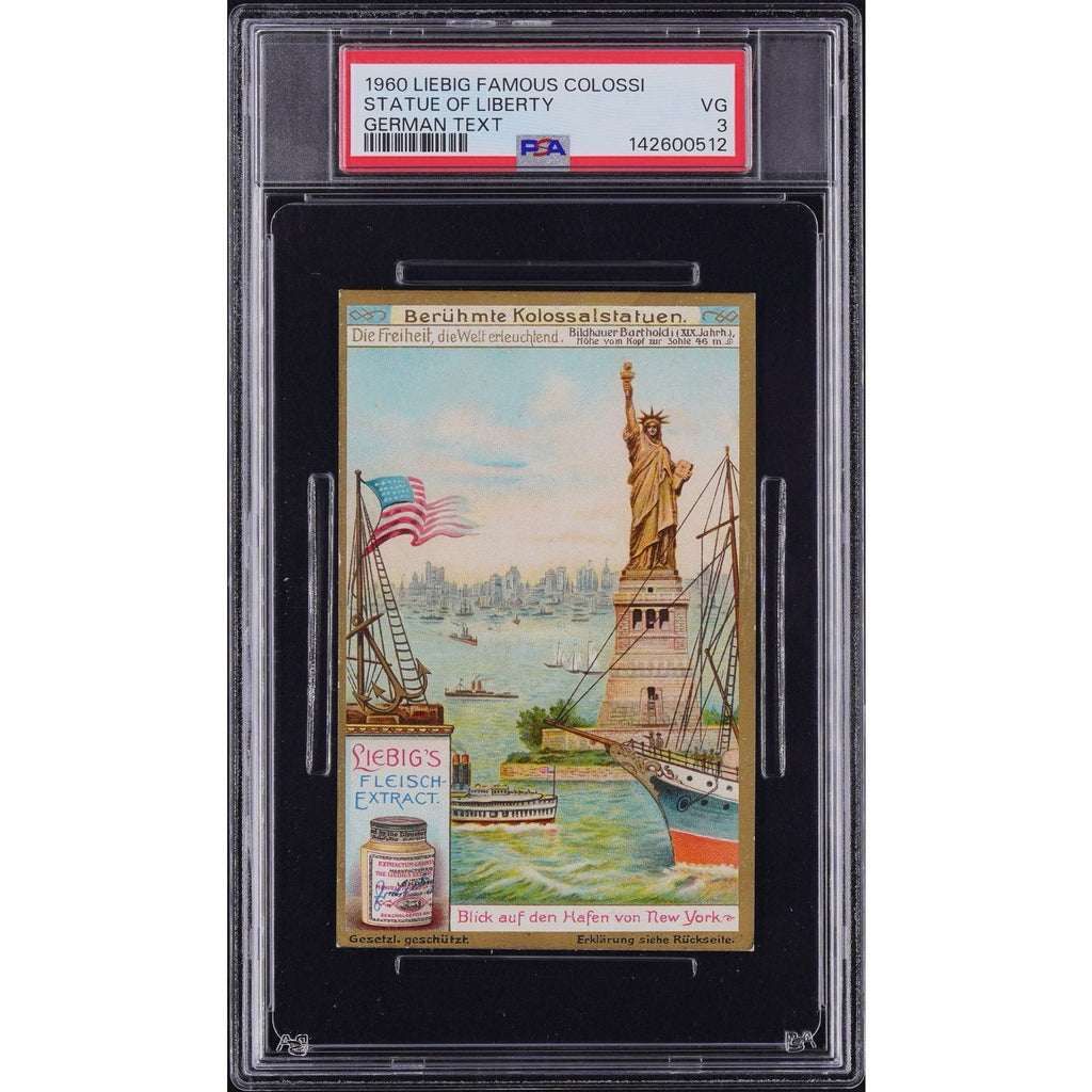 RARE German 1906 Liebig Famous Colossi Statue of Liberty Card Only 5 Graded! New York Harbor, Lady Liberty